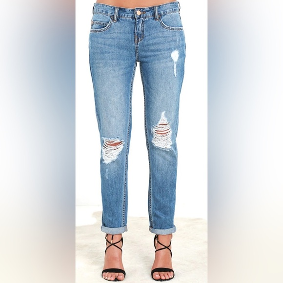 Billabong New Boy Medium Wash Distressed Boyfriend Jeans sz 27 - Picture 1 of 11
